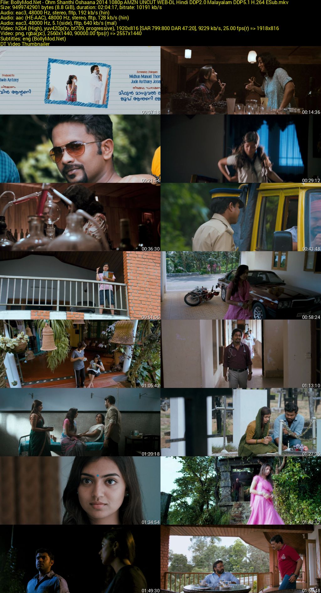 Download Ohm Shanthi Oshaana (2014) AMZN WEB-DL Dual Audio [Hindi (DD 5.1) & Malayalam] 480p & 720p & 1080p ESub Screenshots